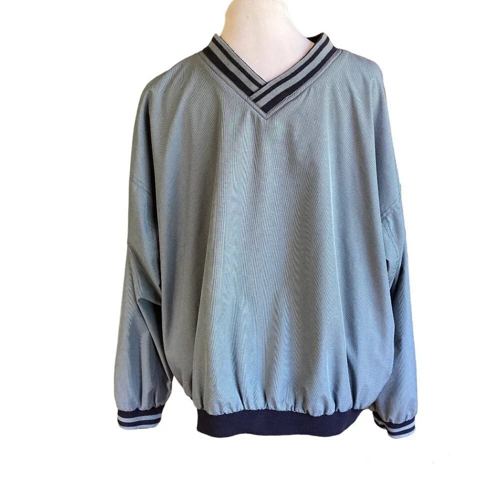 HAGGAR Golf Men's Long-sleeve Blue Windbreaker Pullover Jacket,‎ Size L